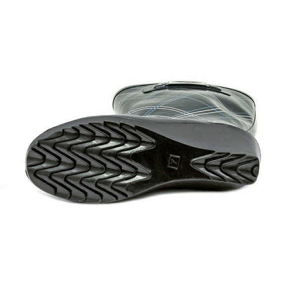 Women's Rainboots, Tall Wedge Rain Boots, #3100, Blue Plaid - Picture 2 of 3